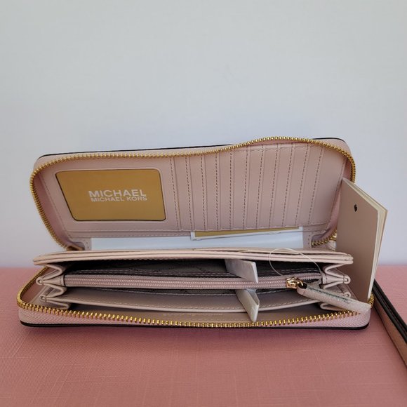 MICHAEL KORS Jet Set Travel Large Continental Leather Wallet-Powder Blush🎈⭐$128 - Picture 14 of 16